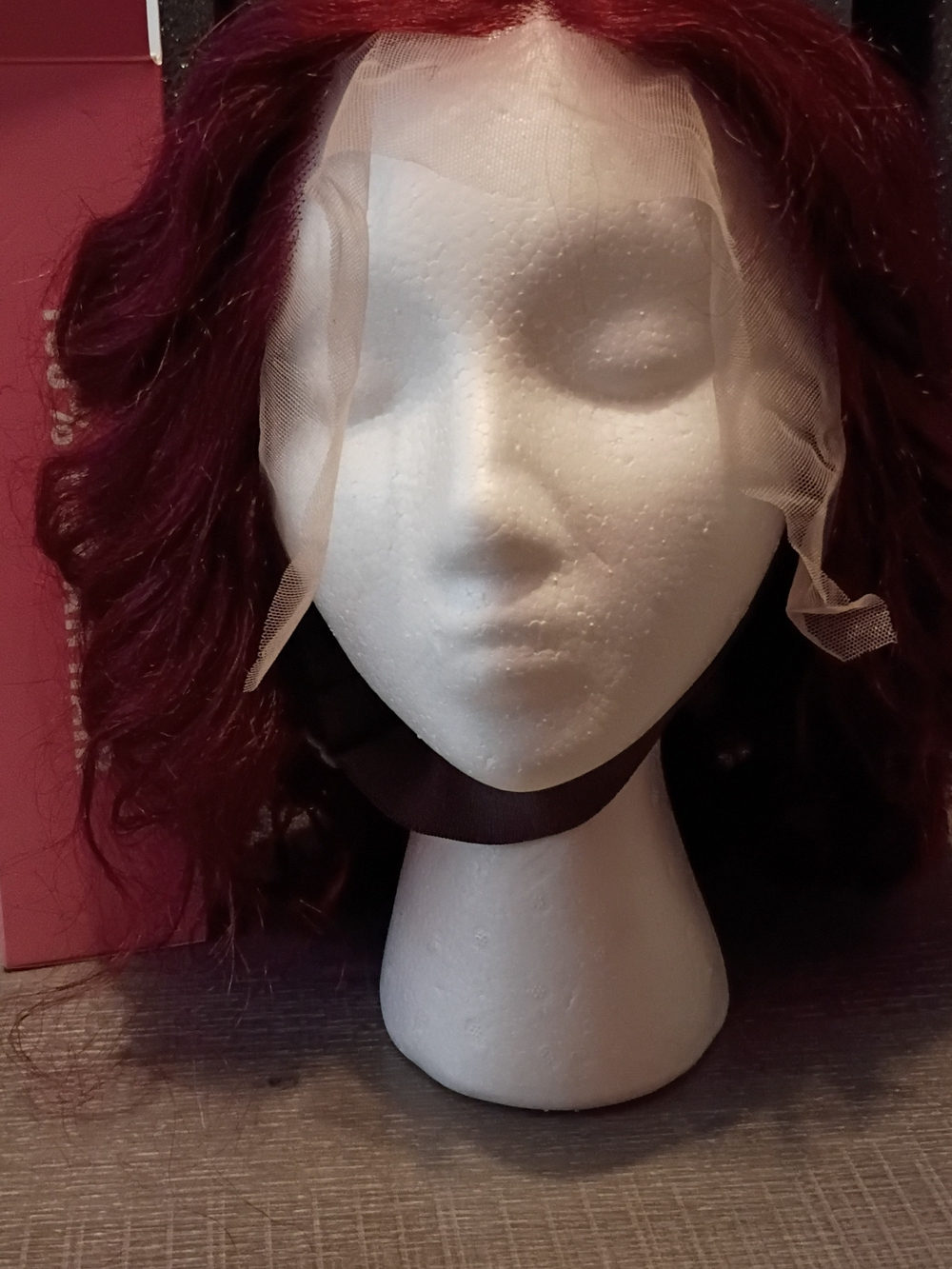 Burgundy Lace Front Wig with Natural Waves - Unbranded
